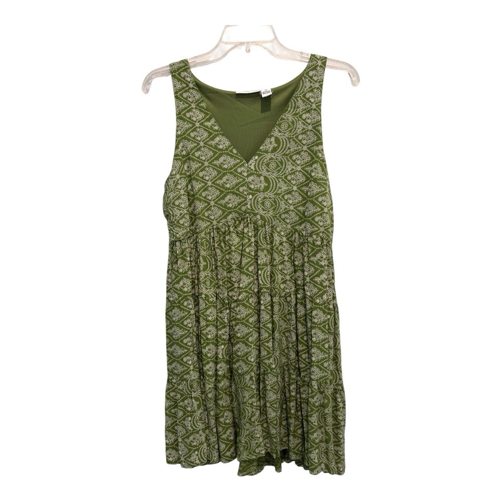 Sincerely Jules Green Boho‎ Sleeveless Dress Womens M Rayon Tiered V Neck India